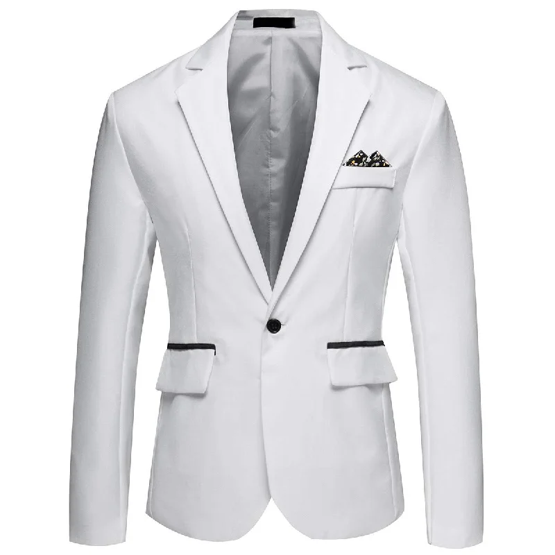 YFFUSHI Men's Casual Slim Fit One Button Notched Lapel Lightweight Blazer White