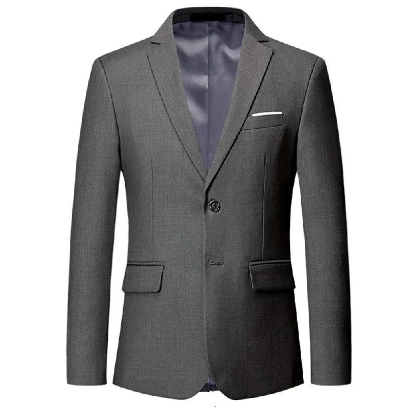 YFFUSHI Mens Slim Fit Blazer Two-Button Casual Suit Jacket Gray