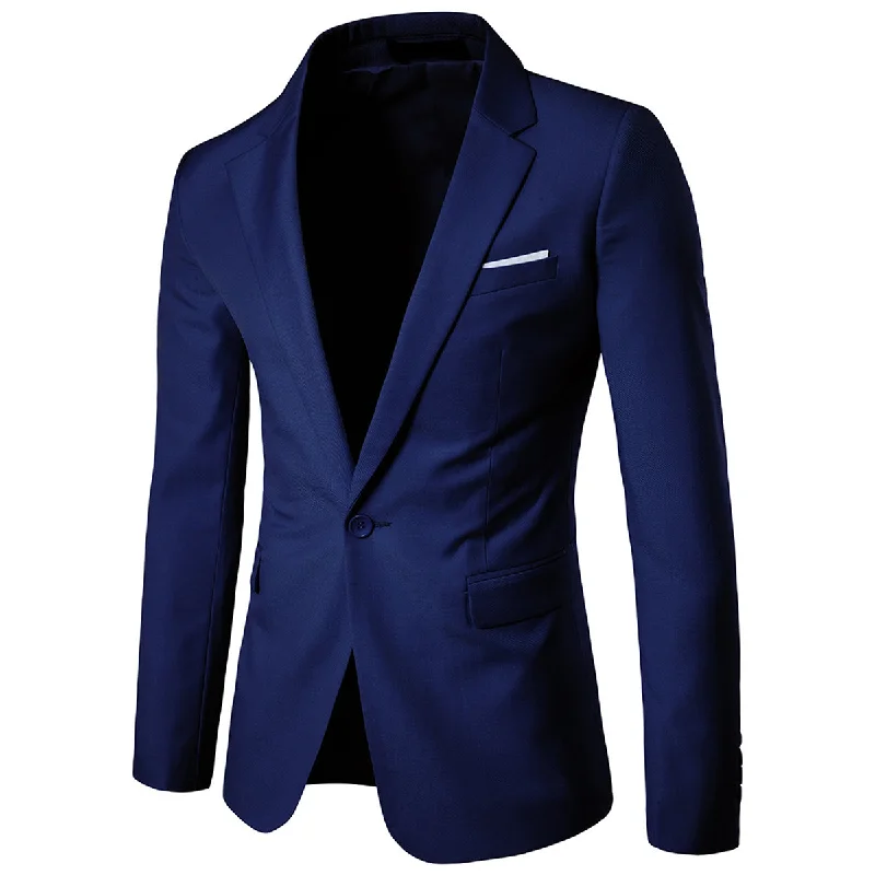 Men`s Navy Slim Fit Casual Blazer