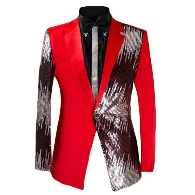 Mens Red And Silver Sequin Stylish Blazer