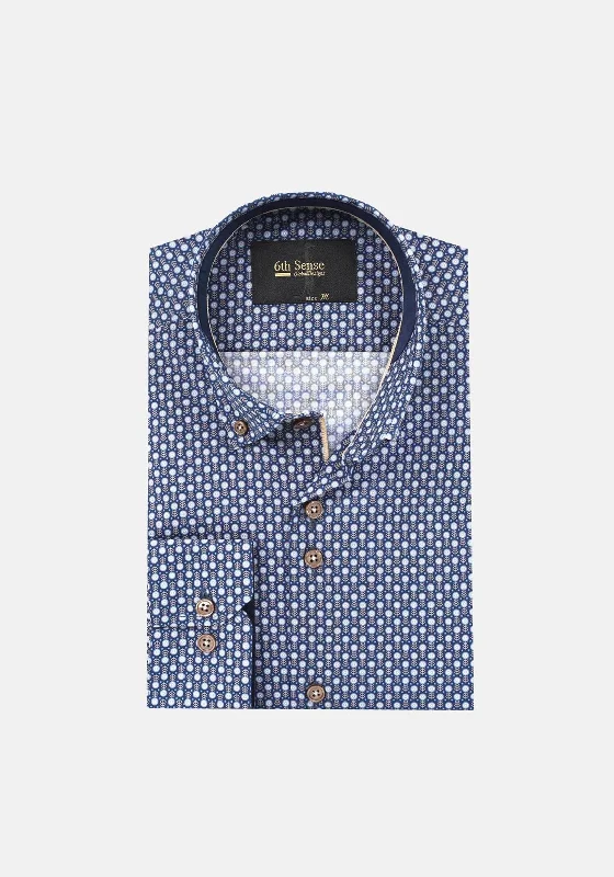 6th Sense Regular Fit Print Shirt, Midnight Blue 2