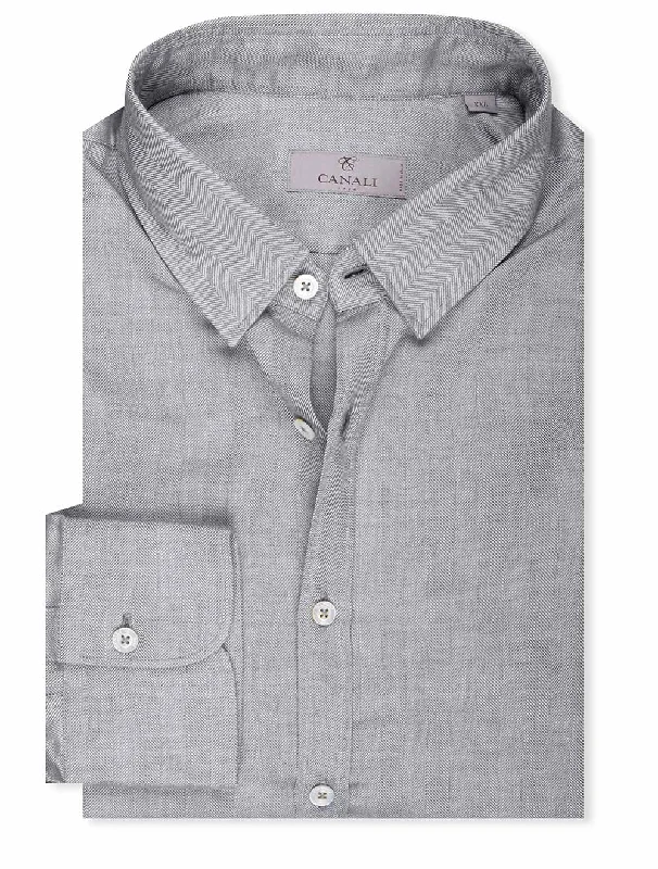 Herringbone Casual Shirt Shadow Blue