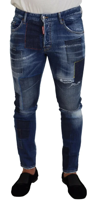 Dsqua²  Washed Patchwork Skinny Men  Men's Jeans