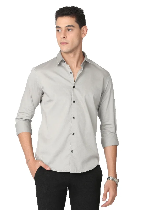 Light Cream Ash Stain Twill Formal Shirt