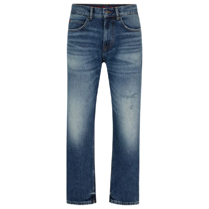 Loose-fit jeans in vintage-washed comfort-stretch denim