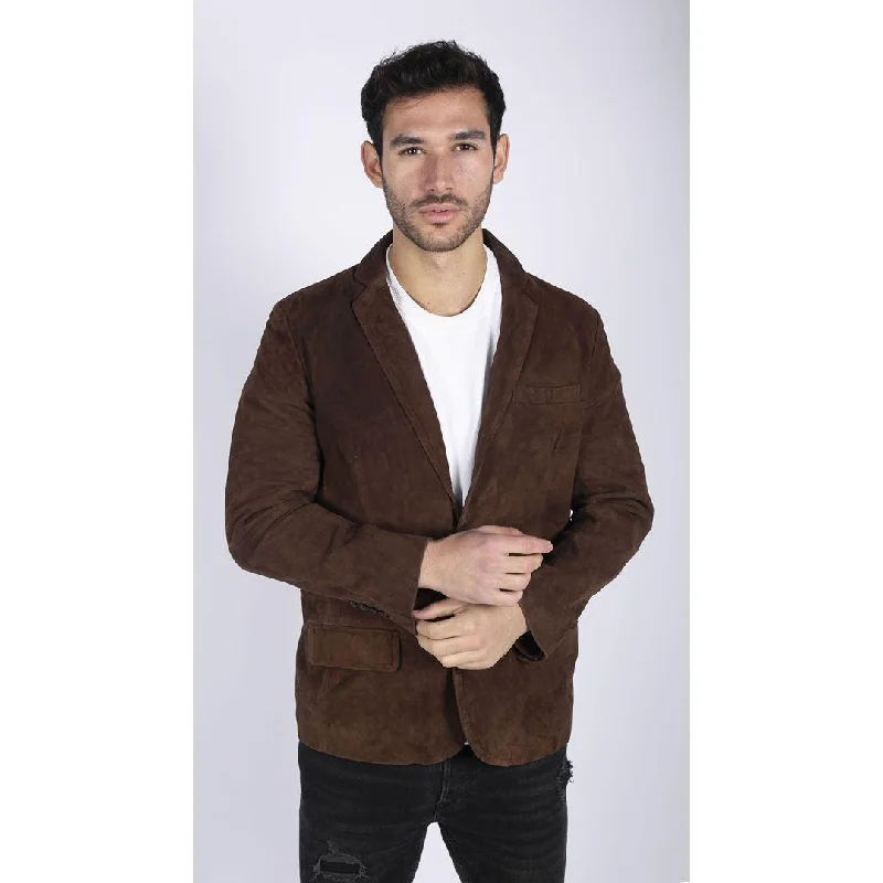 Mens Genuine Suede Blazer Style Jacket Leather Mens Classic VIntage Smart Casual