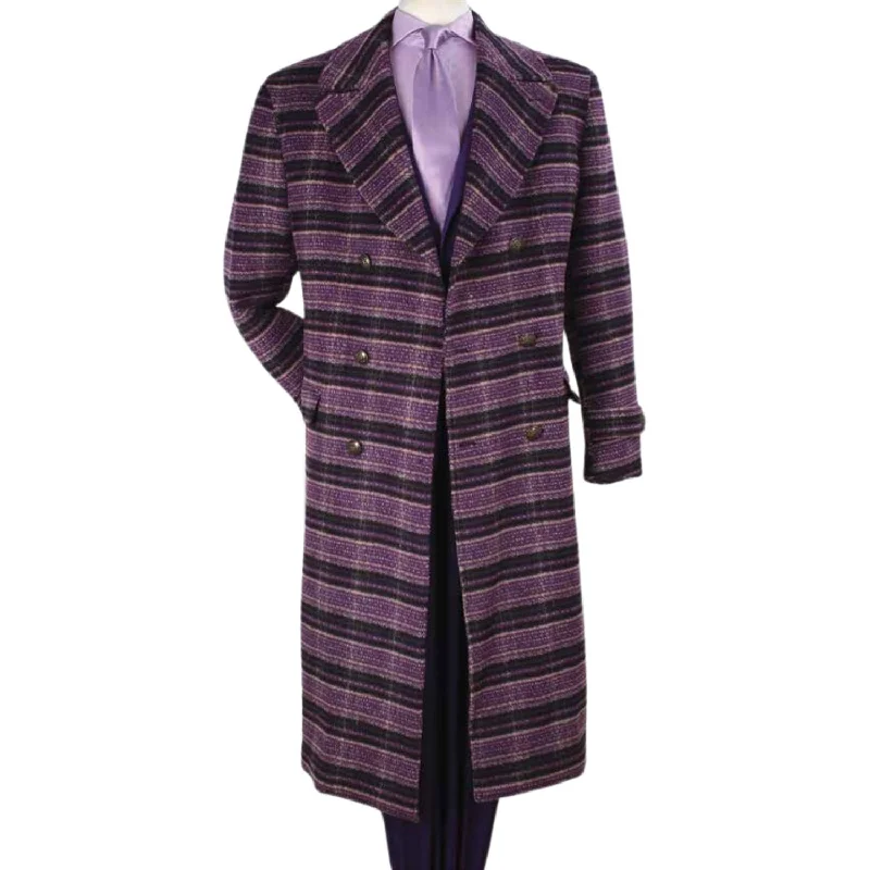 Men's Purple High Fashion Double-Breasted Wool Coat