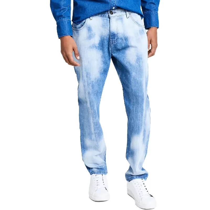 Mens Tapered Mid-Rise Straight Leg Jeans