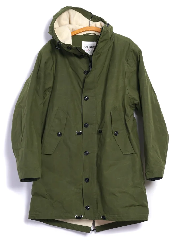 RASMUS 26-68-6 | Waxed Parka With Zipper | Fresh Olive