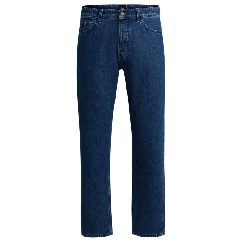 Relaxed-fit jeans in blue rigid denim