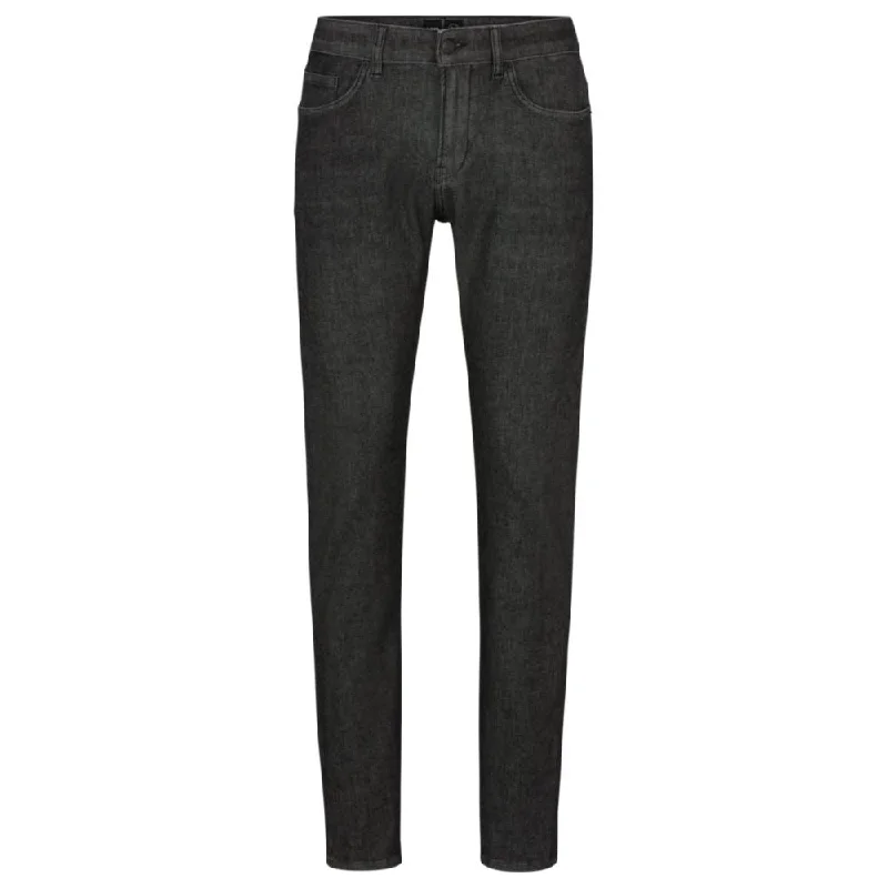 Slim-fit jeans in black performance-stretch knitted denim