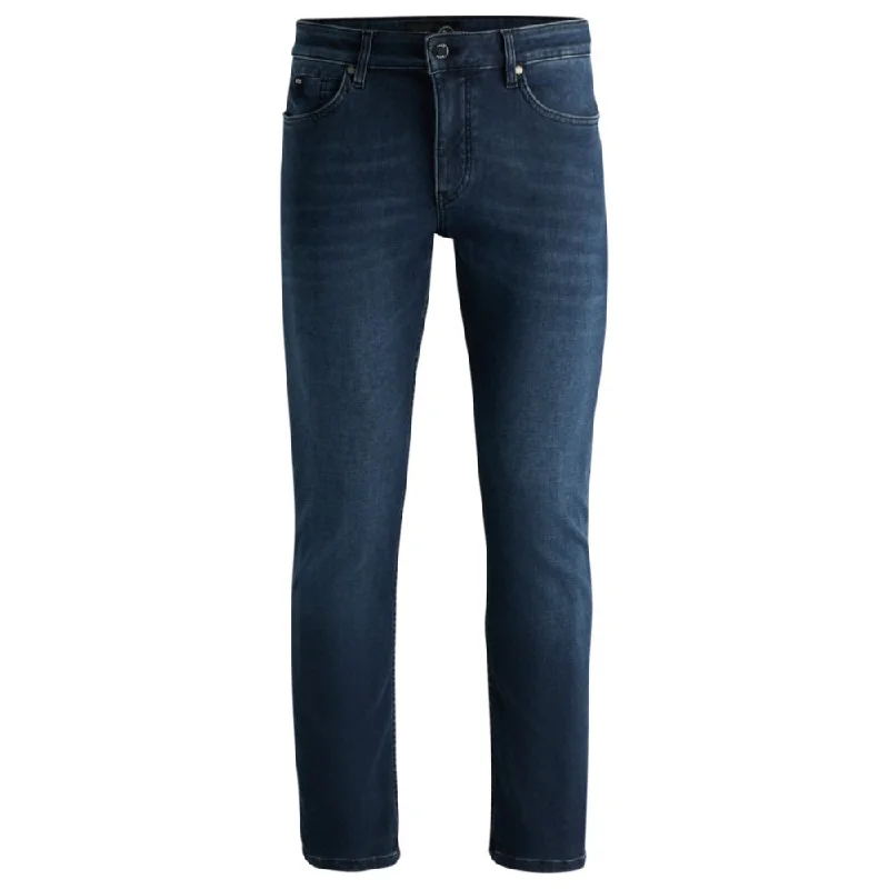 Slim-fit jeans in blue knitted stretch denim