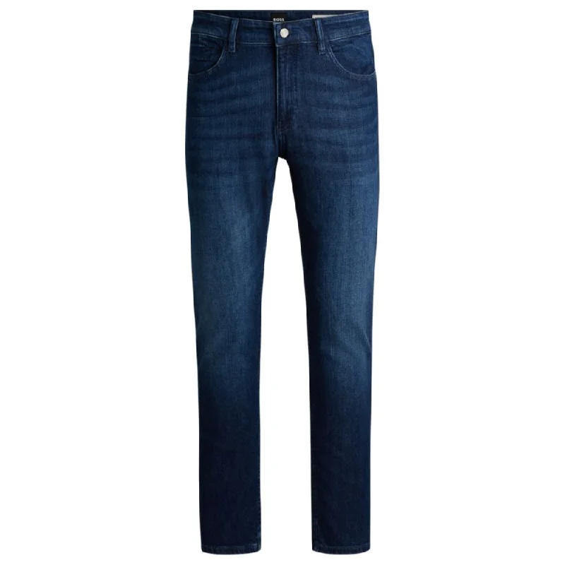 Slim-fit jeans in blue mechanical-stretch denim