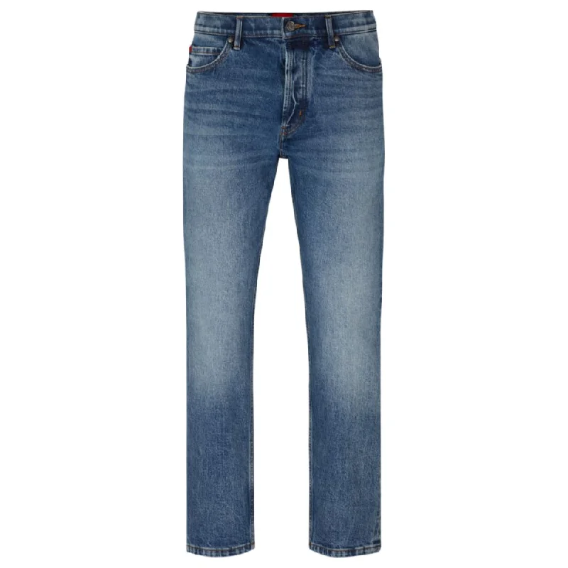 Tapered-fit jeans in blue stretch denim