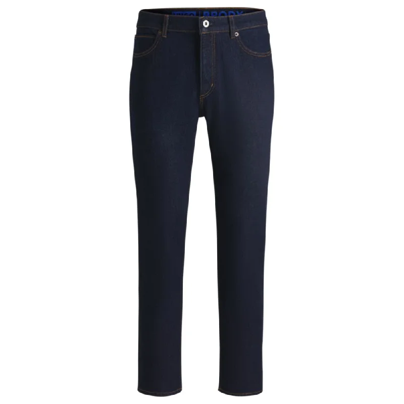 Tapered-fit jeans in dark-blue stretch denim