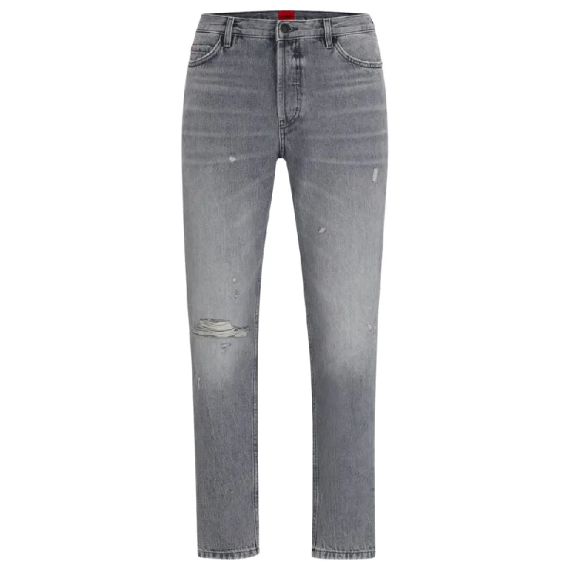 Tapered-fit regular-rise jeans in gray denim