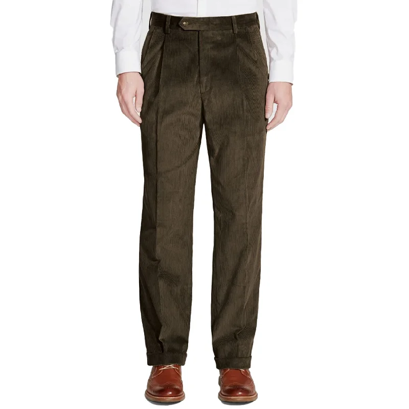 8 Wale Luxury Italian Corduroy Pant in Olive (Milan Double Reverse Pleat) by Berle