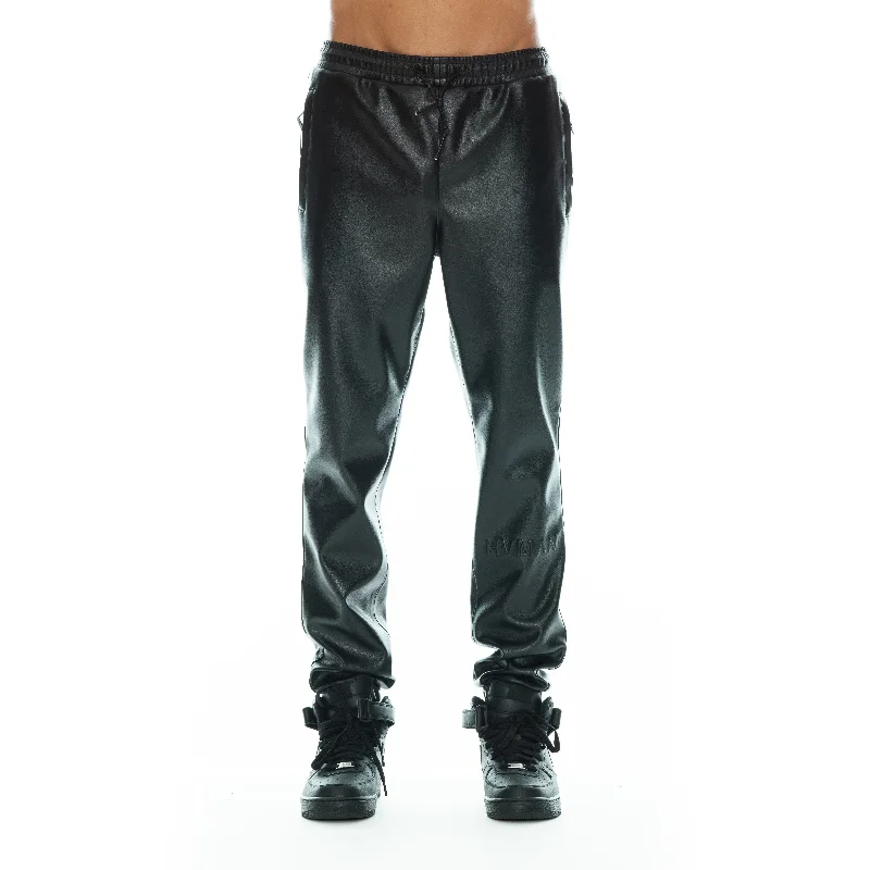 Faux Leather Jogger In Black