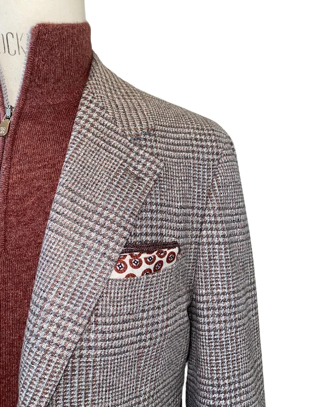 Grey and Orange Plaid Sportcoat