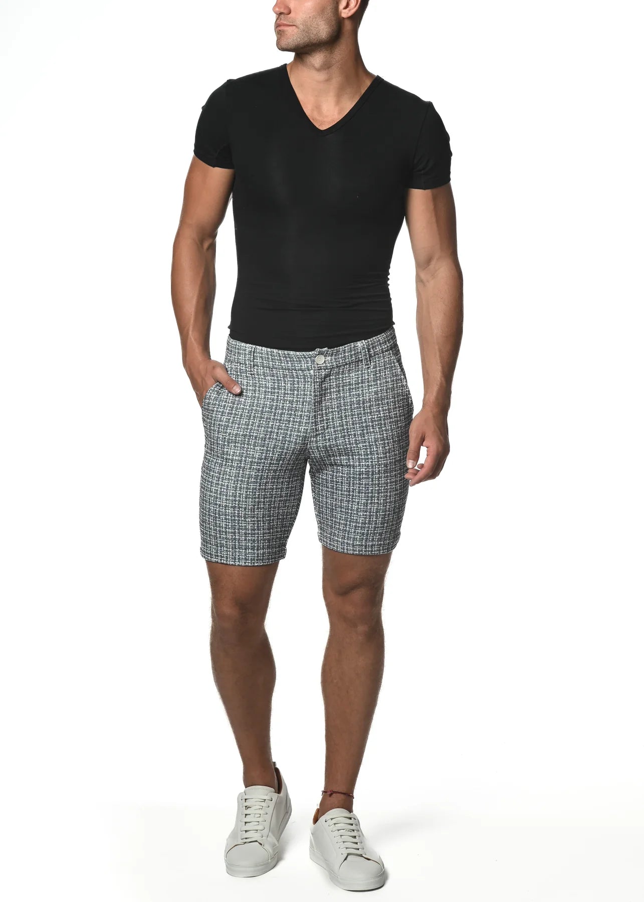 MICRO CHECK STRETCH KNIT SHORT