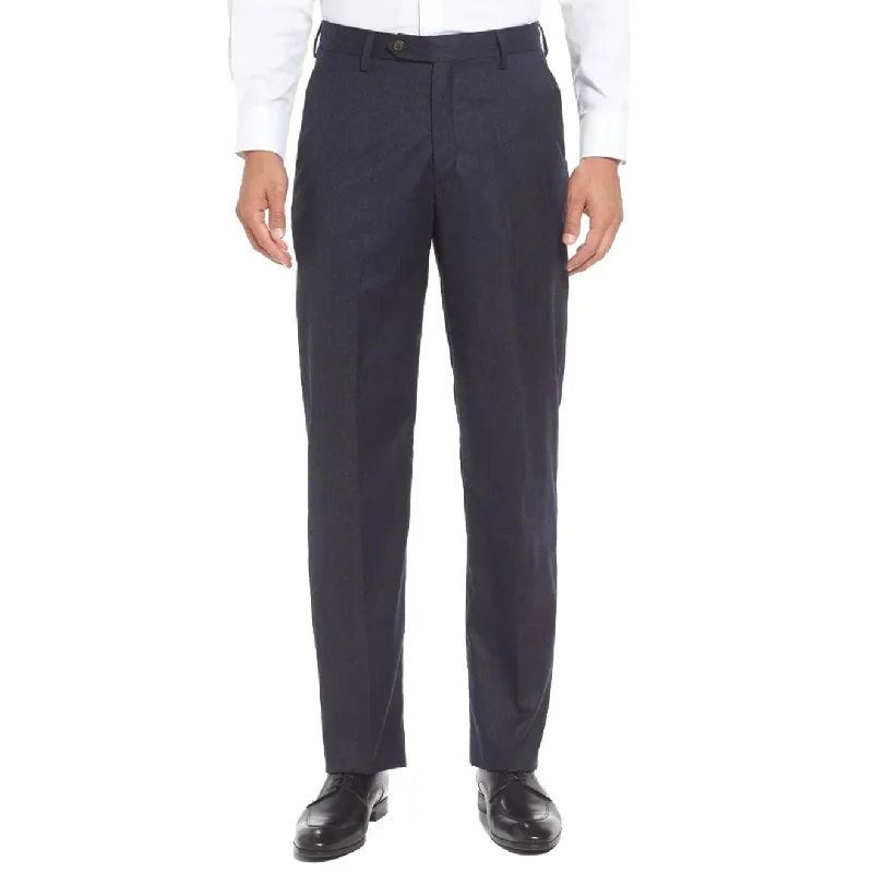 Super 100s Worsted Wool Flannel Trouser in Charcoal Blue Heather (Hampton Plain Front) by Berle