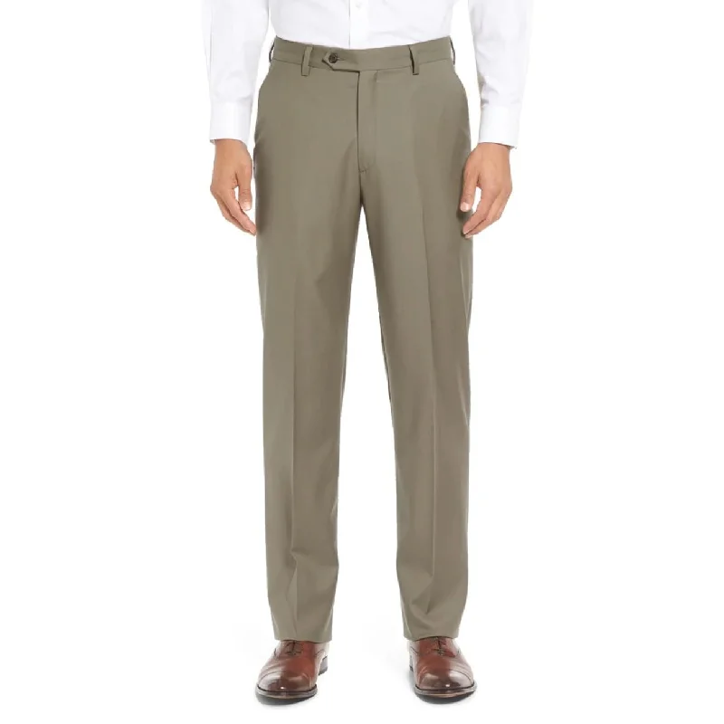 Super 100s Worsted Wool Gabardine Trouser in Tan (Hampton Plain Front) by Berle