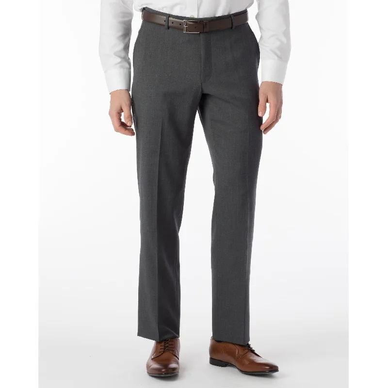 Super 120s Wool Gabardine Comfort-EZE Trouser in Medium Grey, Size 30 (Soho Modern Fit) by Ballin