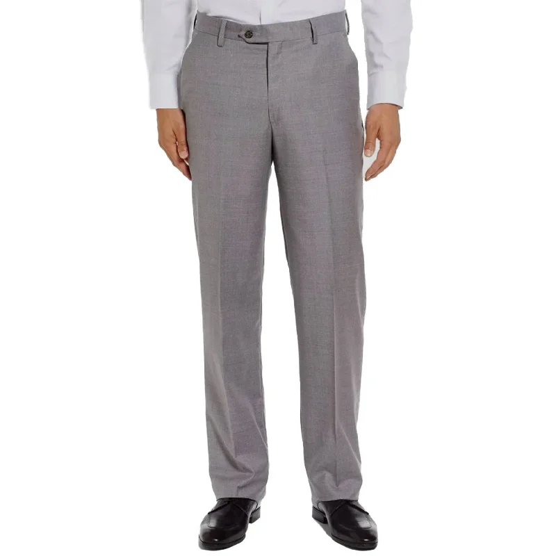 Super 130s Tasmanian Gabardine Wool Trouser in Light Grey (Hampton Plain Front) by Berle