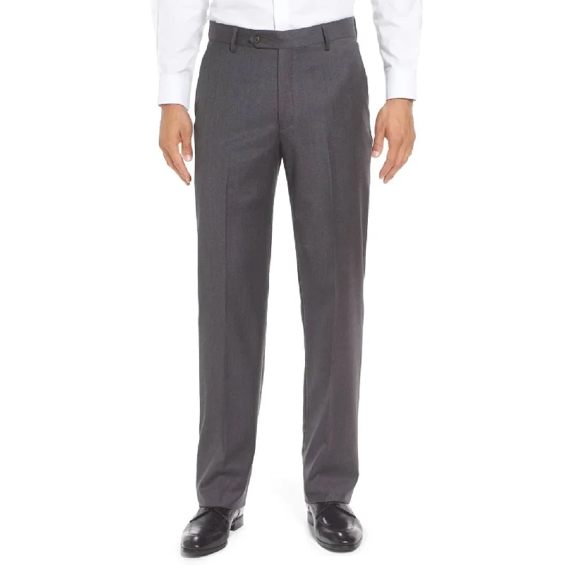 Super 130s Tasmanian Gabardine Wool Trouser in Medium Grey (Hampton Plain Front) by Berle