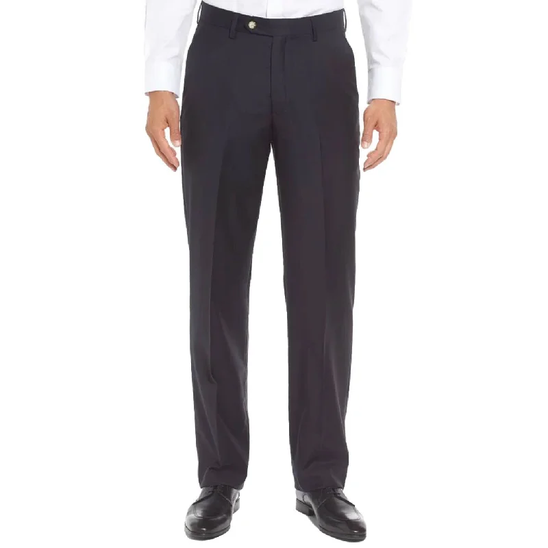 Super 130s Tasmanian Gabardine Wool Trouser in Navy (Hampton Plain Front) by Berle