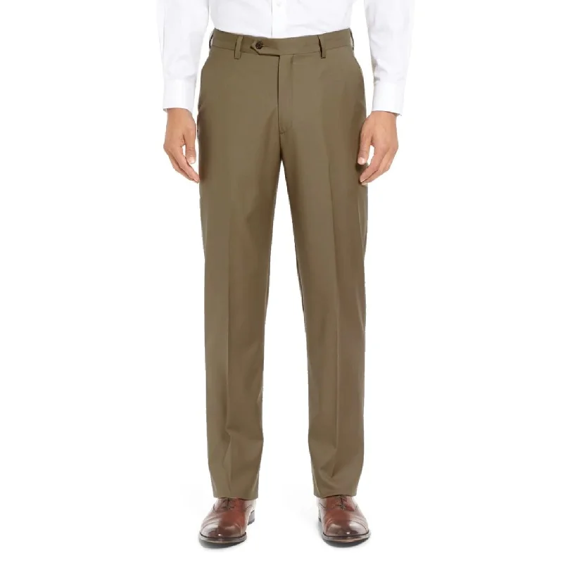 Super 130s Tasmanian Gabardine Wool Trouser in Tobacco (Hampton Plain Front) by Berle