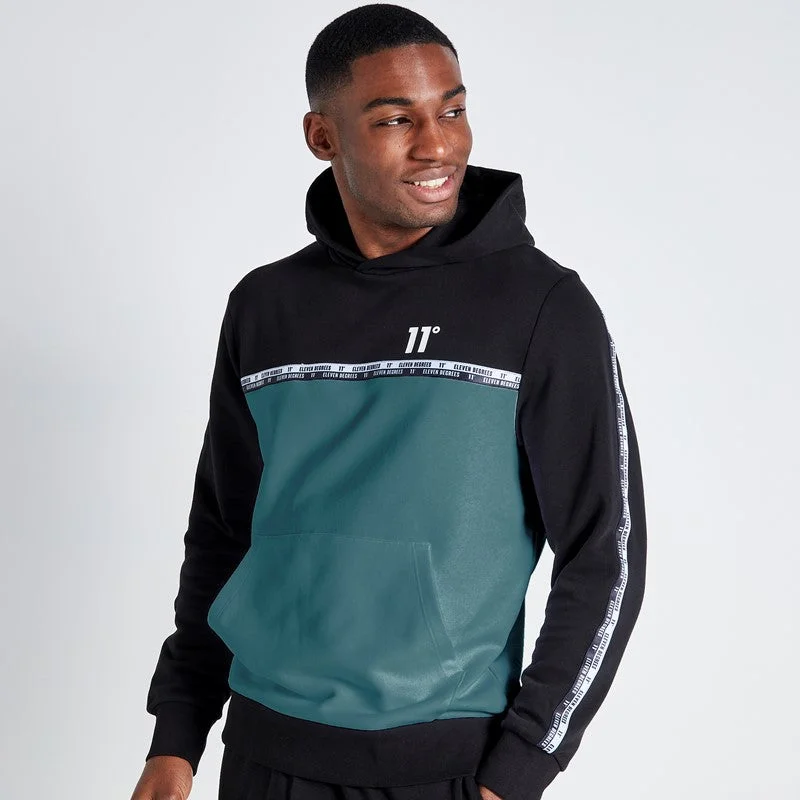 Double Taped Hoodie - Black / Washed Green