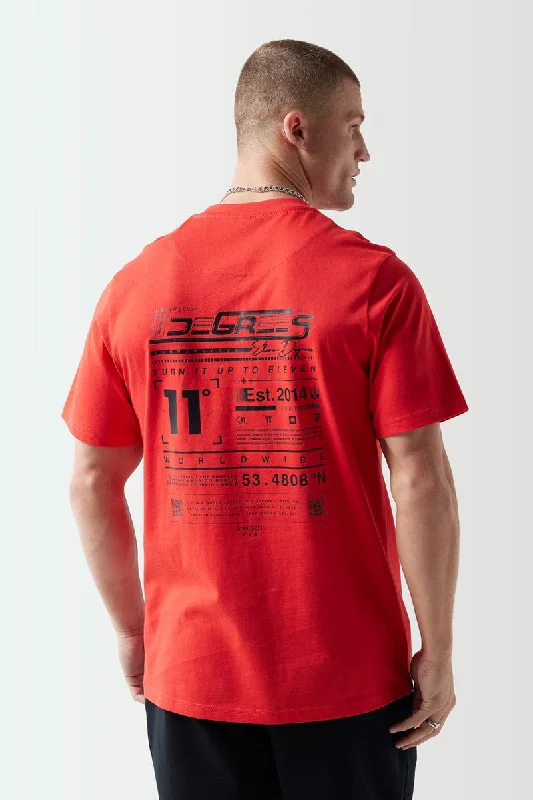 Future Tech Back Graphic T-Shirt - Fiery Red