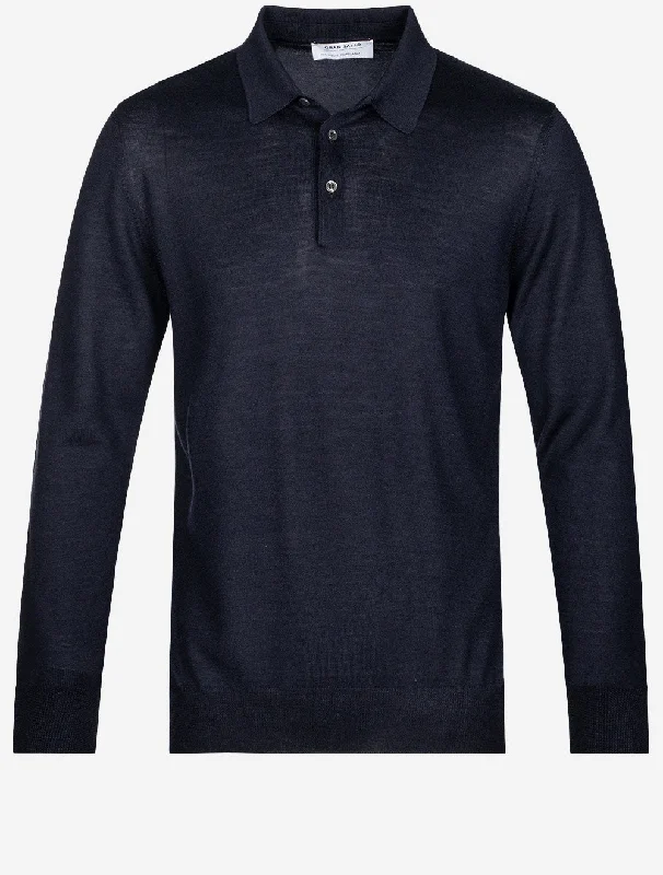 Tennis Polo Long Sleeve Navy