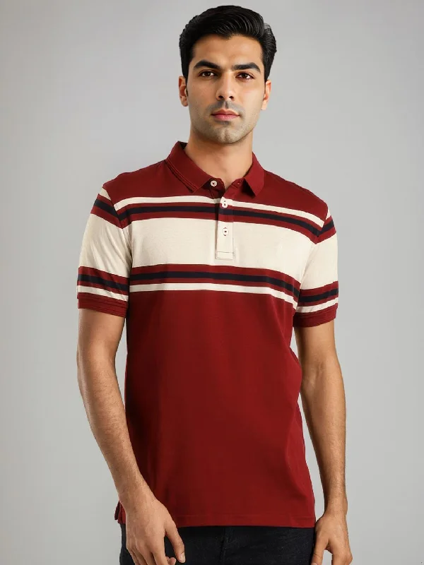 Men Striped Polo T-Shirt