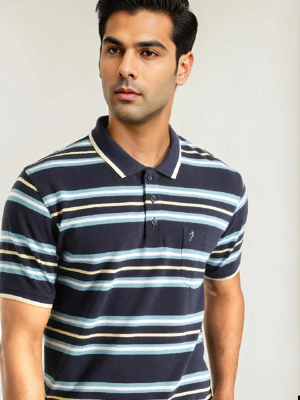 Men Striped Polo T-Shirt