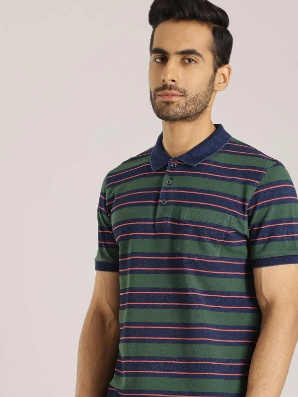 Men Striped Polo T-Shirt