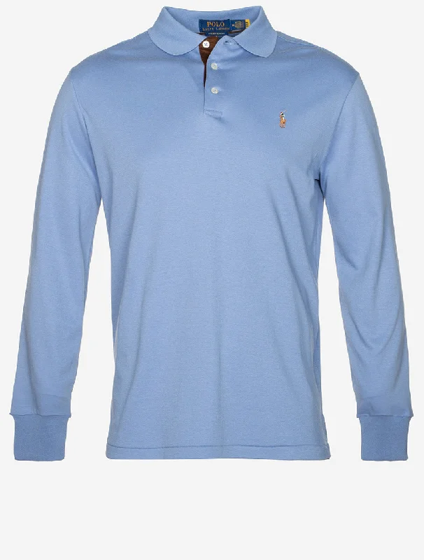 Slim Fit Pima Long Sleeve Polo Blue